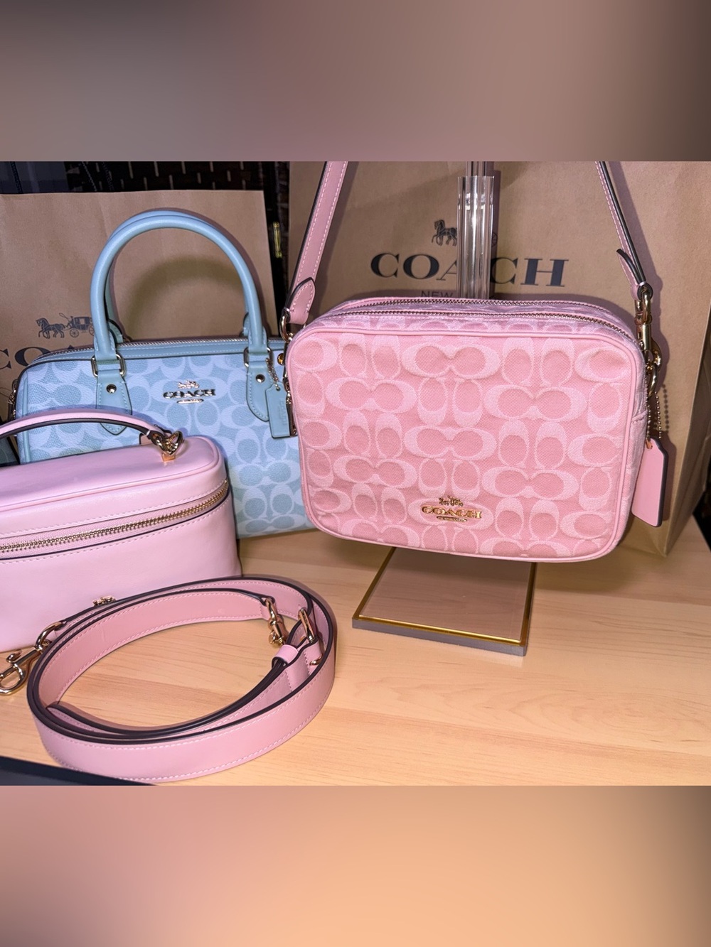 Coach Outlet Carey Crossbody Bag In Signature Pink Denim - Picture 4 of 15